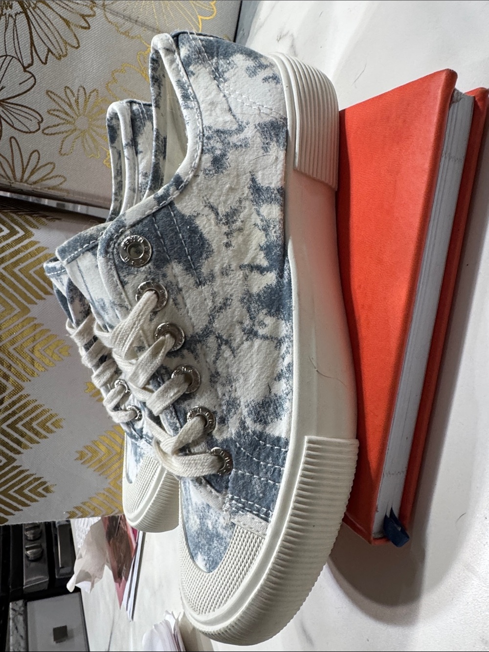 Jenn Ardor Platform Sneakers Womens 8.5 Blue Tie Dye Good Lace Up Canvas